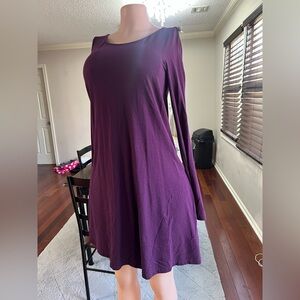 Express Deep Purple Long Sleeve Dress